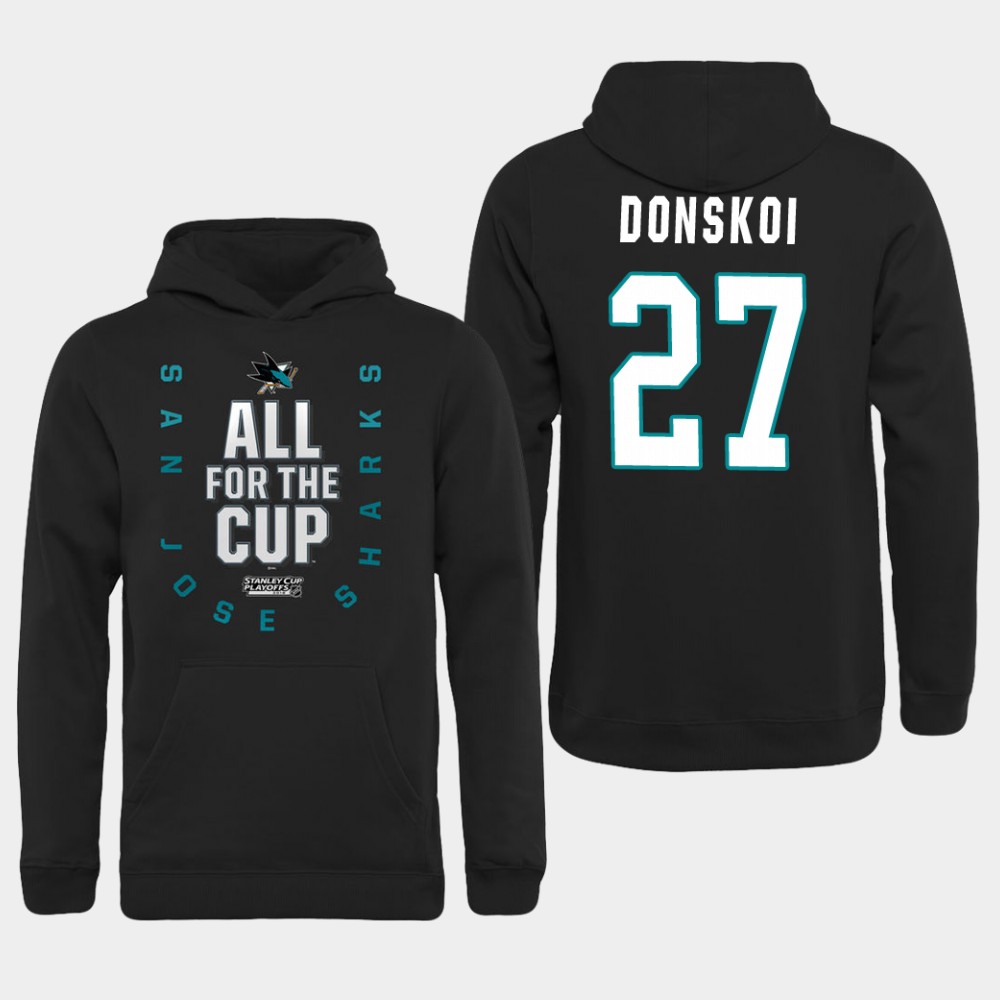 Men NHL Adidas San Jose Sharks #27 Donskoi black hoodie->san jose sharks->NHL Jersey